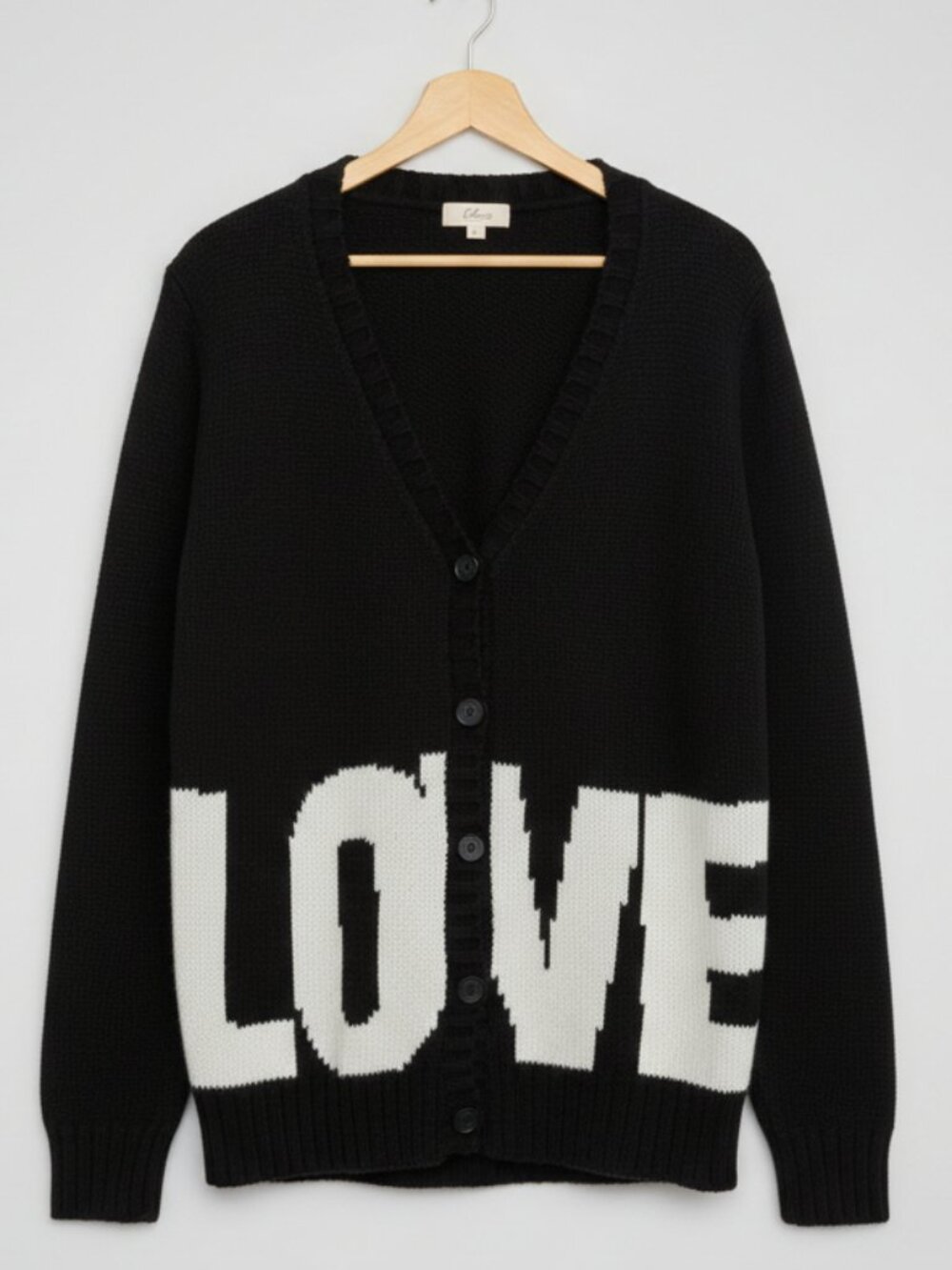 Elan Black and White Love Cardigan Size S